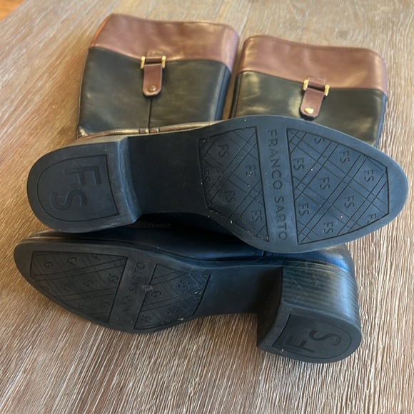 FRANCO SARTO “LIZBETH” BLACK BROWN KNEE HIGH LEATHER RIDING BOOTS EUC size 7.5 - Picture 11 of 16